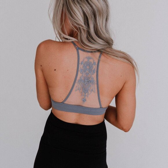 NWT THREE BIRD NEST Lace Tattoo Bralette Gray Size XS/S - Picture 1 of 3